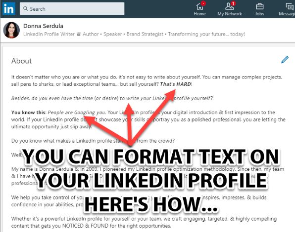 How do you style text in a LinkedIn post
