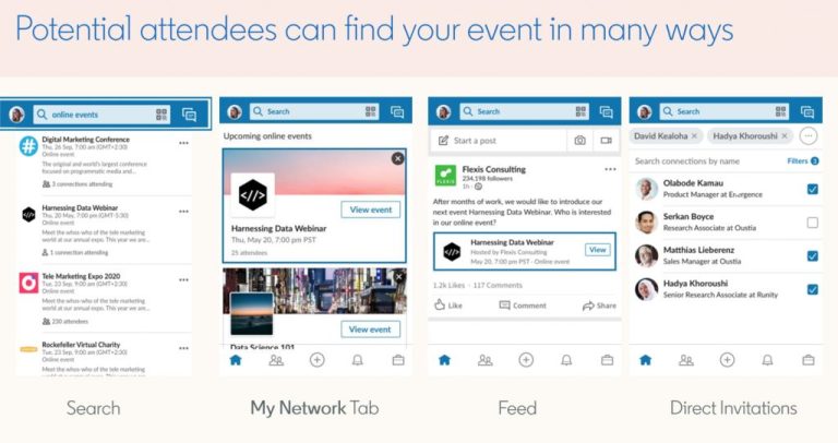 Does LinkedIn send reminders for events