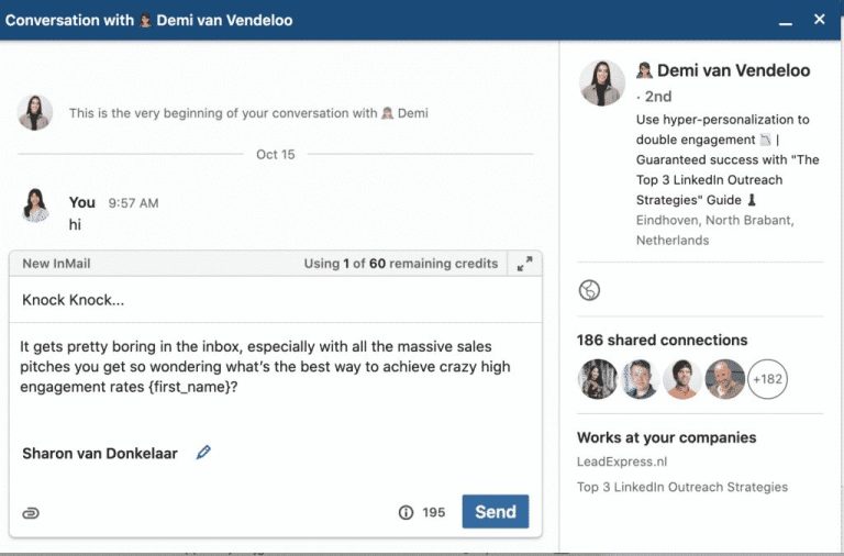What should the subject be when messaging a recruiter on LinkedIn