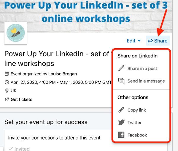 Can you put workshops on your LinkedIn